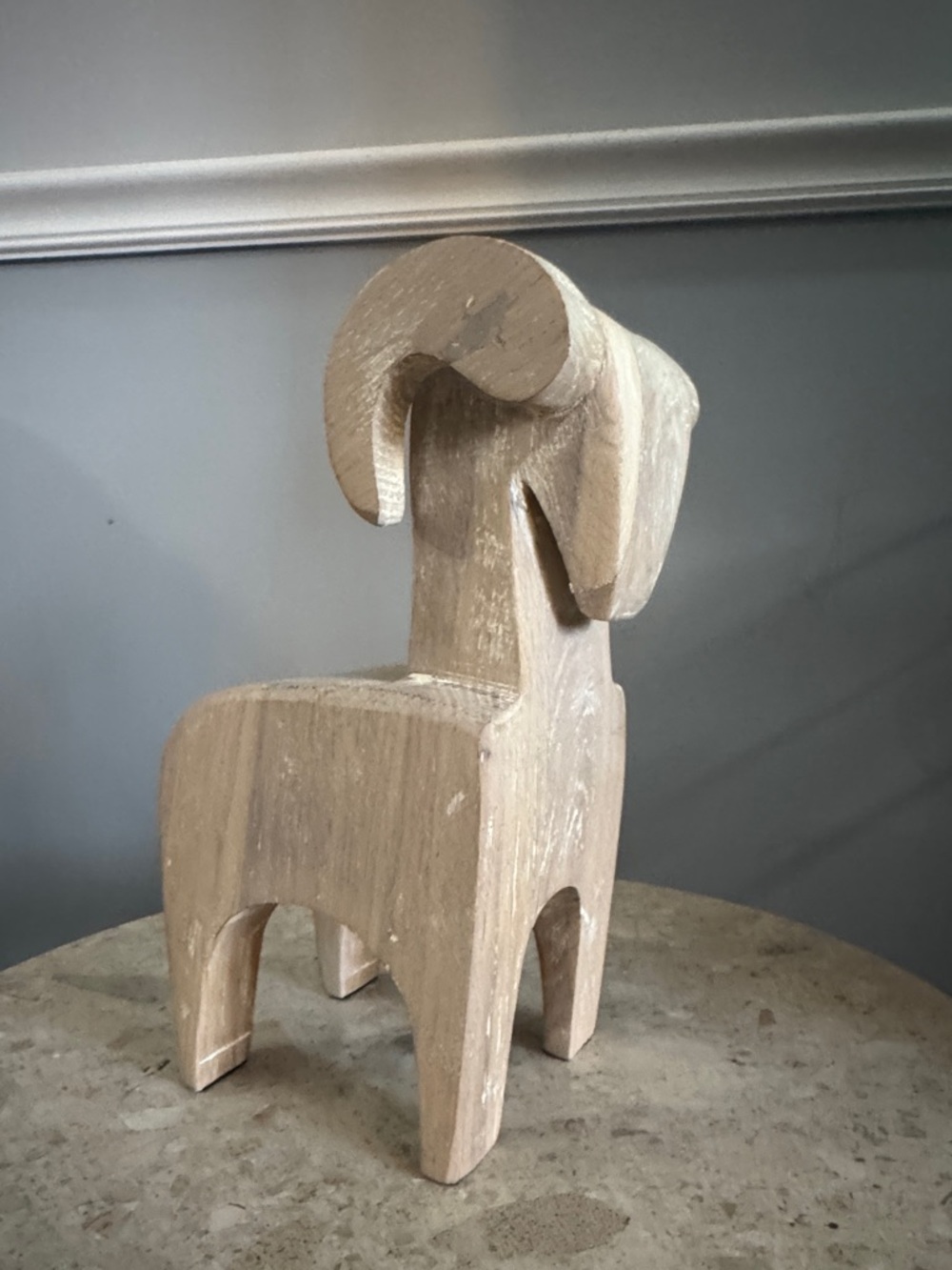Crate & Barrel 9” wooden ram figure statue